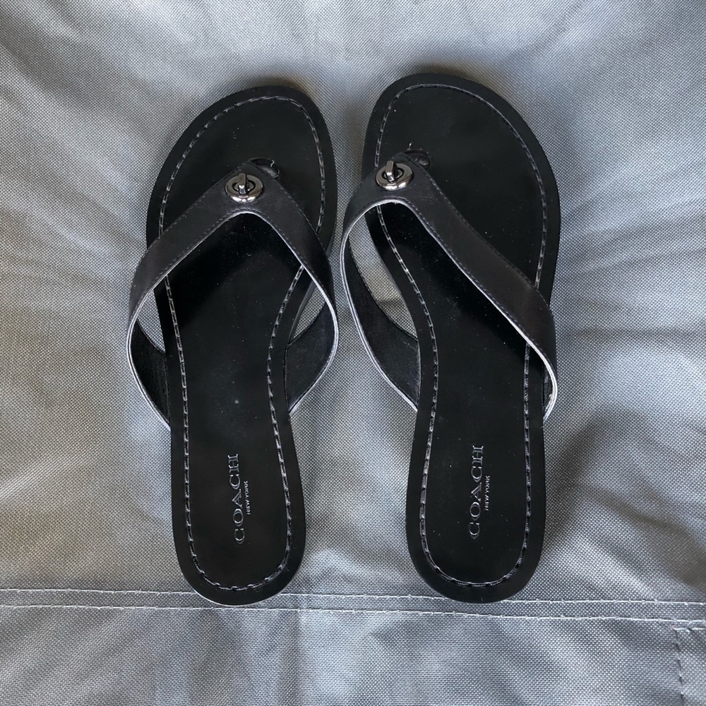 New black Coach sandals